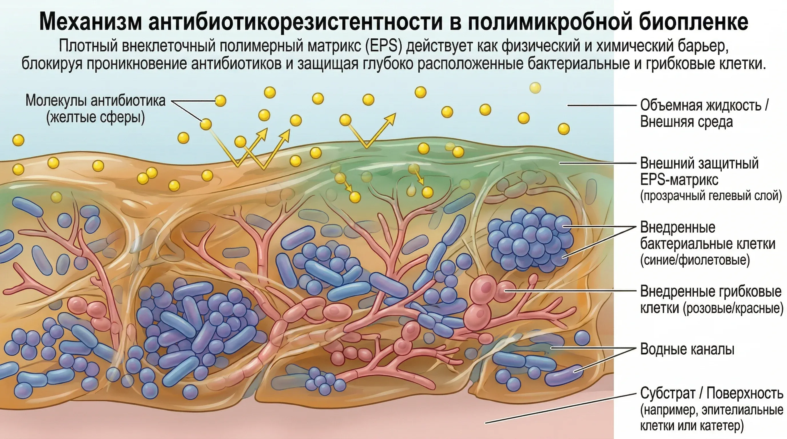Bacterial biofilm structure blocking antibiotics