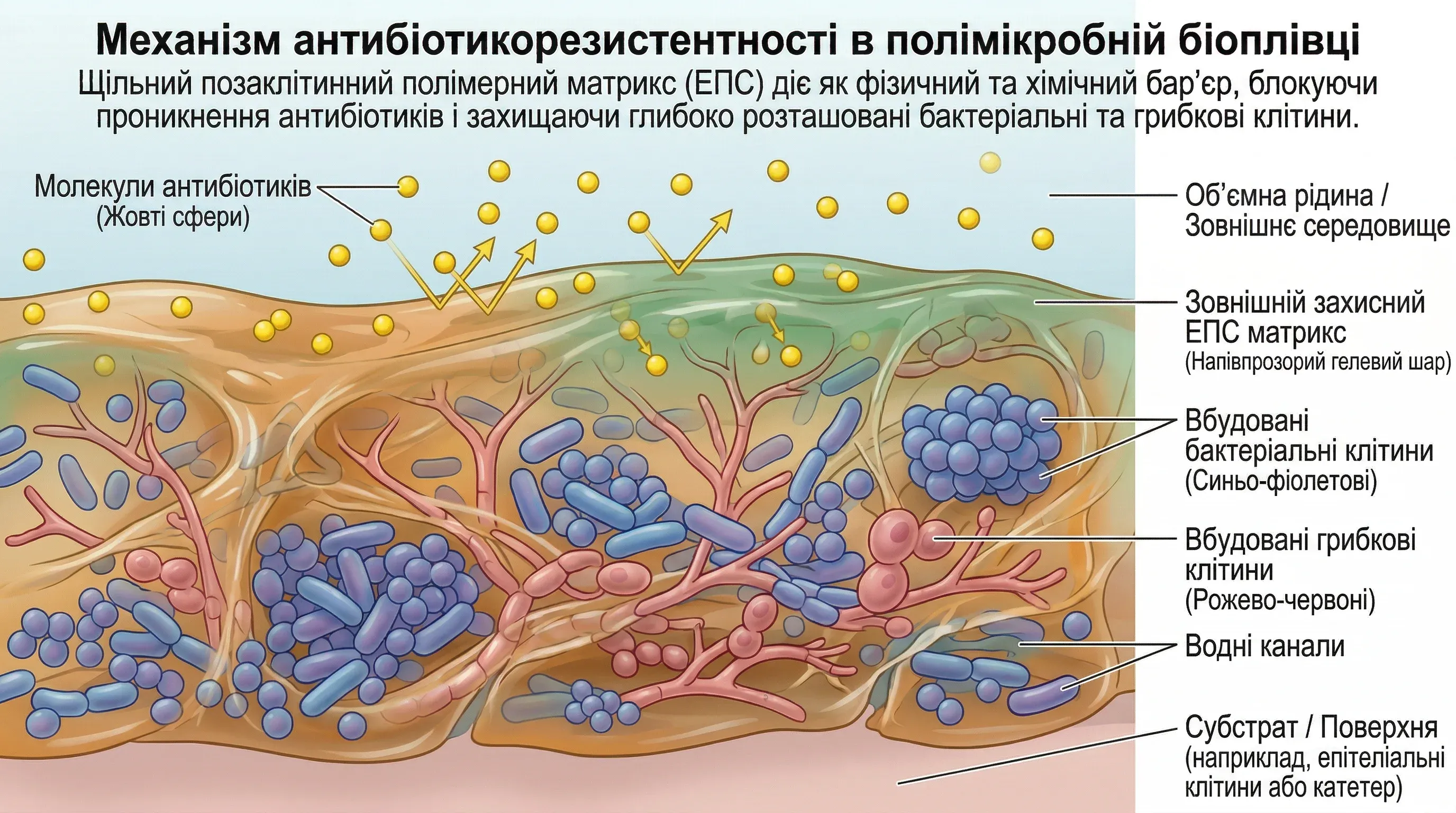 Bacterial biofilm structure blocking antibiotics